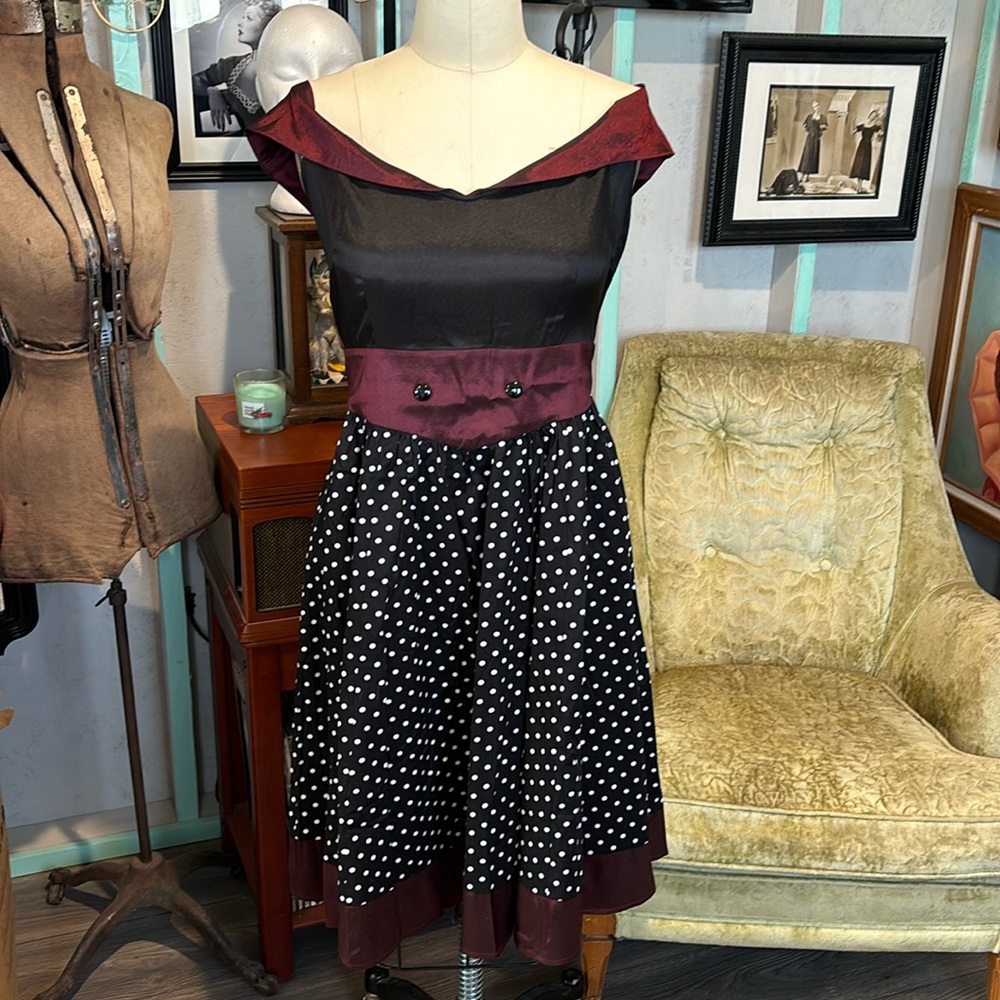 New Chic star xl black and white polka dot 50s style dress